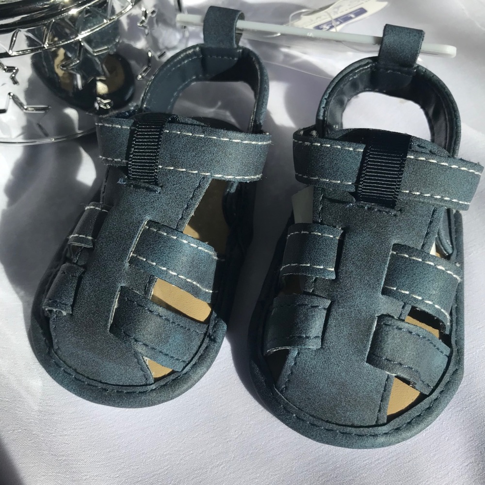 Rising Star Blue Infant Sandals, Size 1 (3-6M) NEW